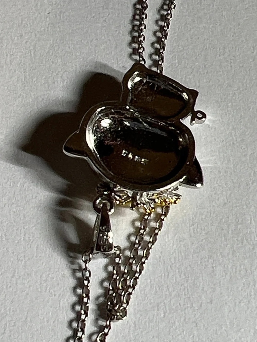 Silver Pig Pendant Cat Collar Charm with Gold Flower Accent